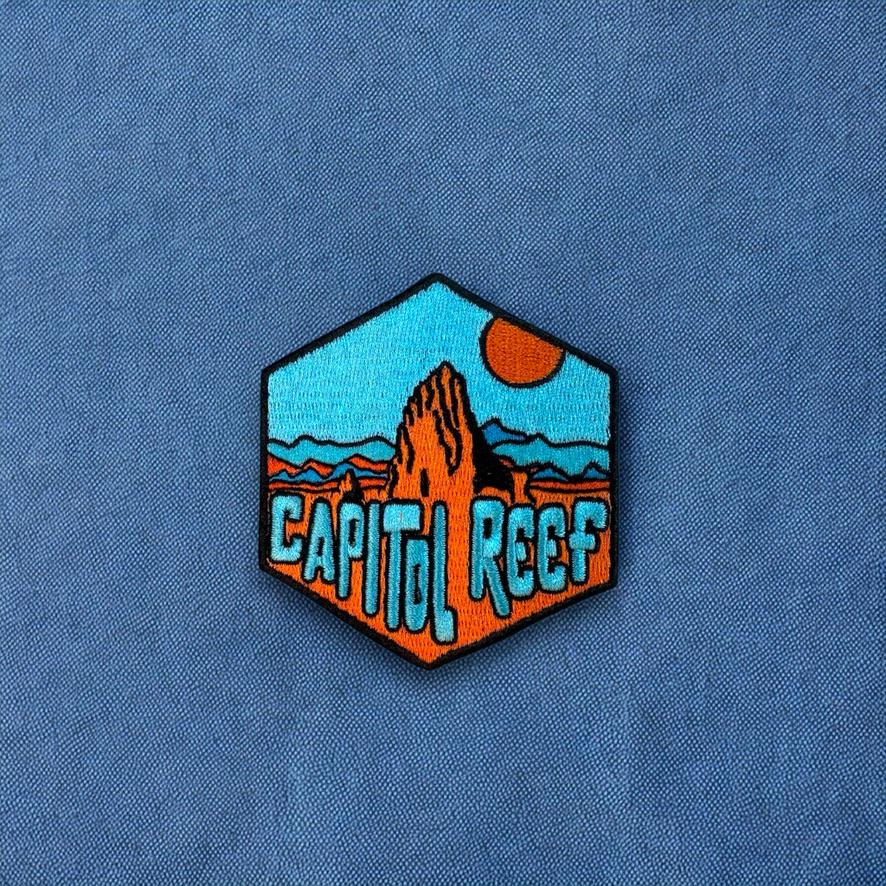 Capitol Reef National Park, Utah- Embroidered Hexagon Patch | Iron On Backing