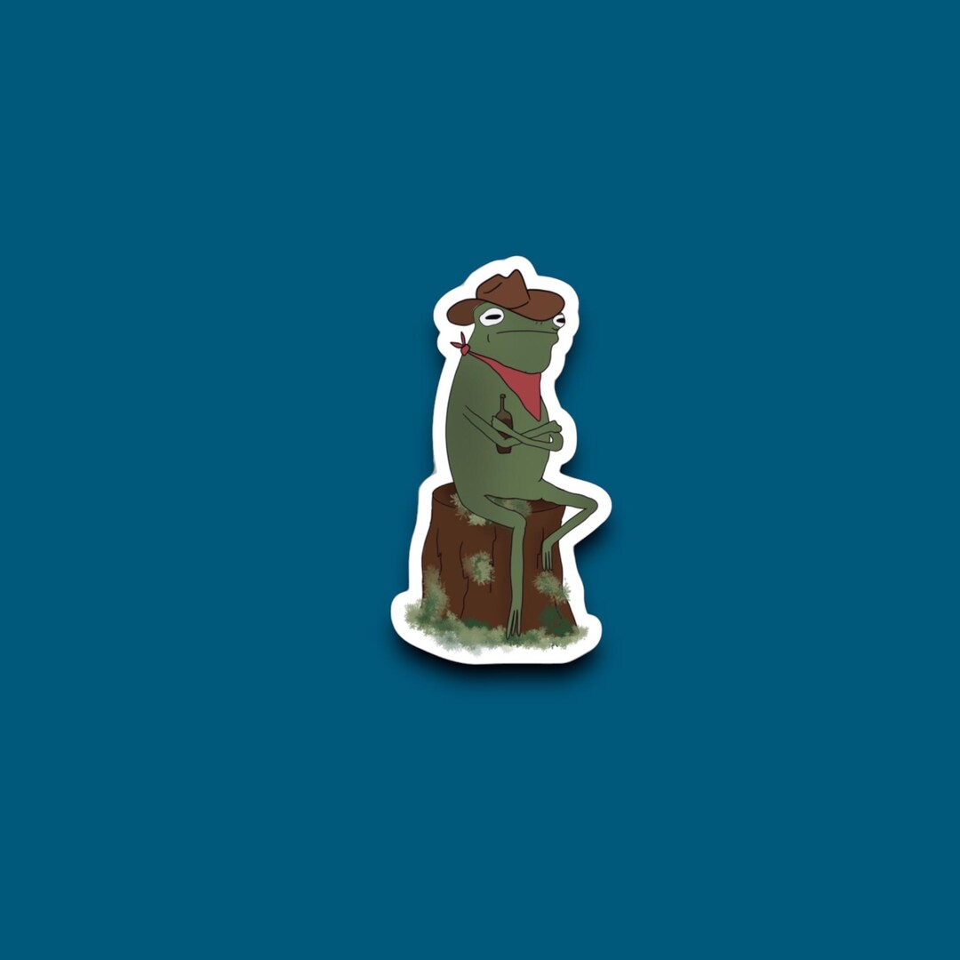 Frog Sippin' A Cold One Waterproof & Weatherproof Vinyl Sticker Decal ...