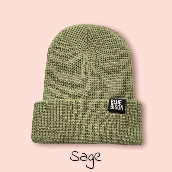 Waffle Knit Blue Bison Beanie Multiple 