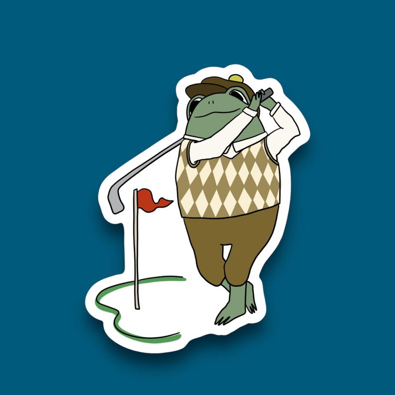 Golfer Frog | Waterproof & Weatherproof Vinyl Sticker Decal - Etsy