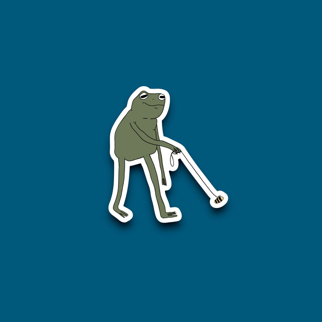 Frog Walkin' A Bee Sticker | Waterproof & Weatherproof Vinyl Sticker ...