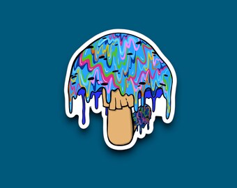 Drippy Trippy Mushroom | Waterproof Sticker