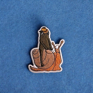 Snail Ridin&#39; Frog Patch | iron on backing