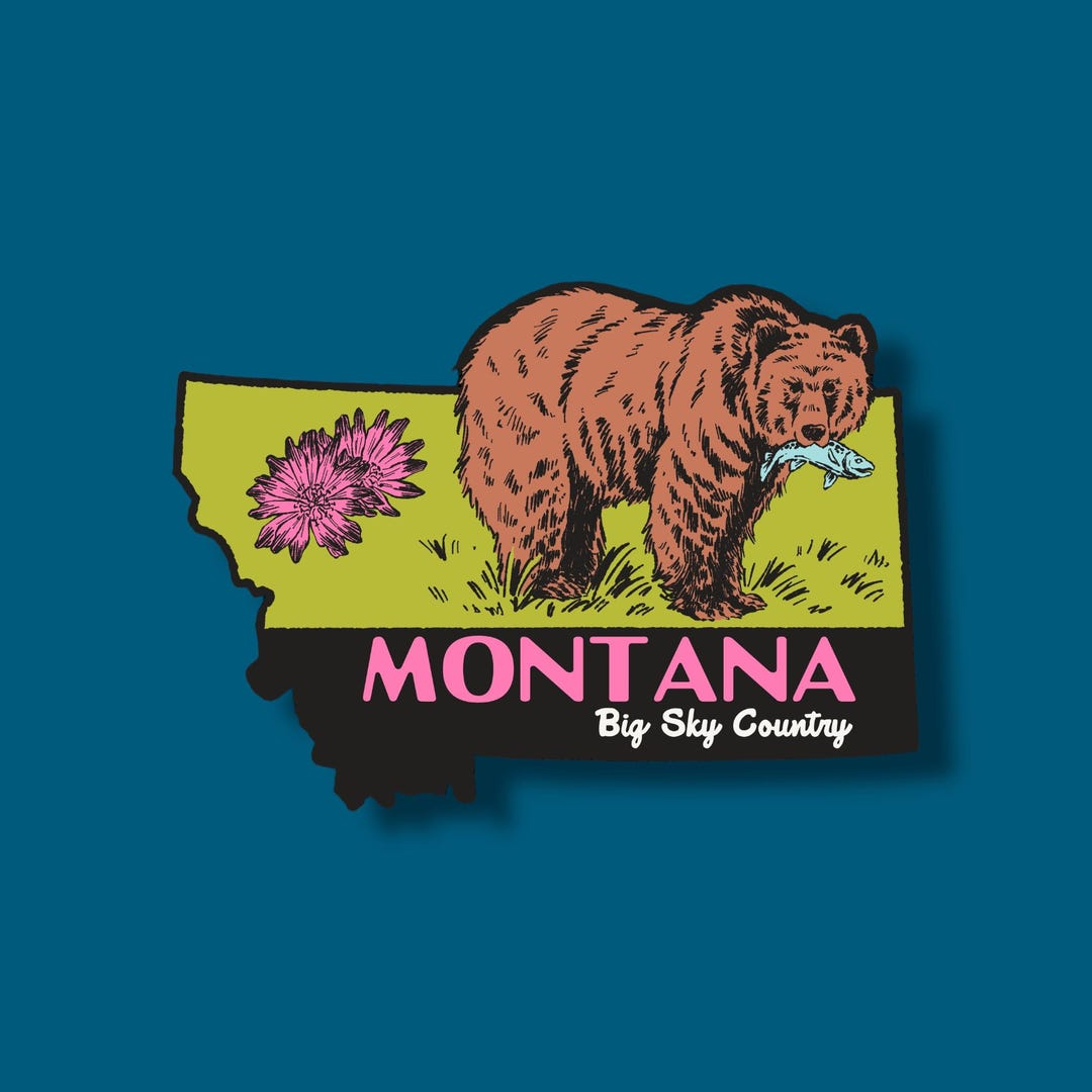 Mon State Sticker Montana State Series Sticker | Waterproof Sticker - Etsy