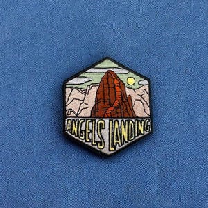 Angels Landing, Zion National Park, Utah- Embroidered Hexagon Patch | Iron On Backing