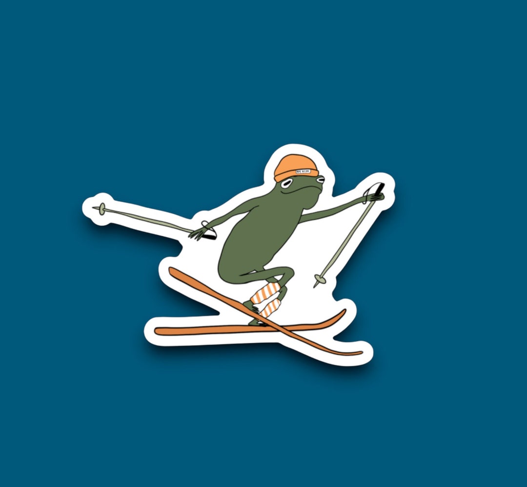 Skier Frog Sticker | Waterproof & Weatherproof Vinyl Sticker Decal - Etsy