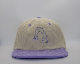 Arches Corduroy Hat Flat Bill Ecru/Lilac Adjustable Back