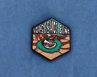 Horseshoe Bend, Arizona- Embroidered Hexagon Patch | Iron On Backing