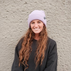 Lilac Extra Thick Waffle Knit Cuffed Winter Beanie