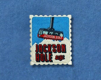 Jackson Hole Gondola Retro Embroidered Patch | Iron On Backing