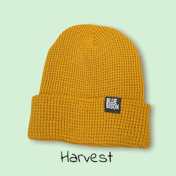 Waffle Knit Blue Bison Beanie Multiple 