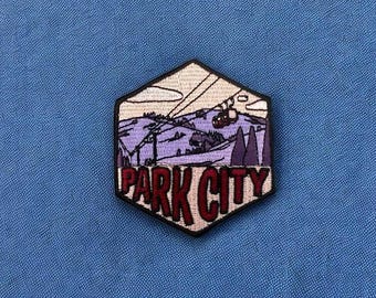 Park City, Utah- Embroidered Hexagon Patch | Iron On Backing