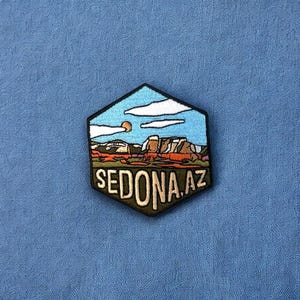 Sedona, Arizona- Embroidered Hexagon Patch | Iron On Backing