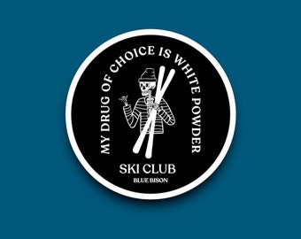 Ski Club, Black Vinyl Sticker | Waterproof Sticker