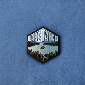 Lake Tahoe, California/Nevada- Embroidered Hexagon Patch | Iron On Backing