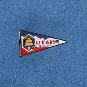 Utah Pennant Flag Patch, Embroidered Patch | Iron On Backing