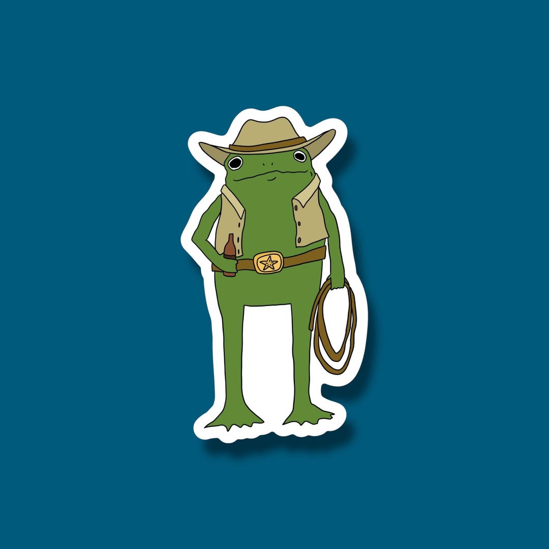 Western Drinkin' Frog Waterproof & Weatherproof Vinyl Sticker Decal - Etsy