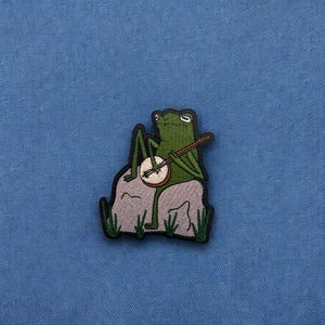 Banjo Playin&#39; Frog Patch | iron on backing