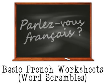 French Language Vocabulary Worksheets, Basic French Word Puzzle, Homeschool Printable