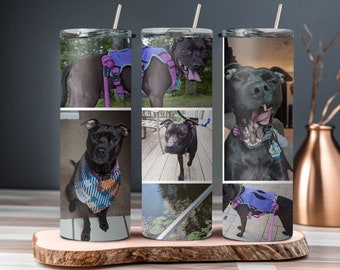 Personalized 20oz Tumbler Cup with Photo Wrap - Stainless Steel, Lid & Straw