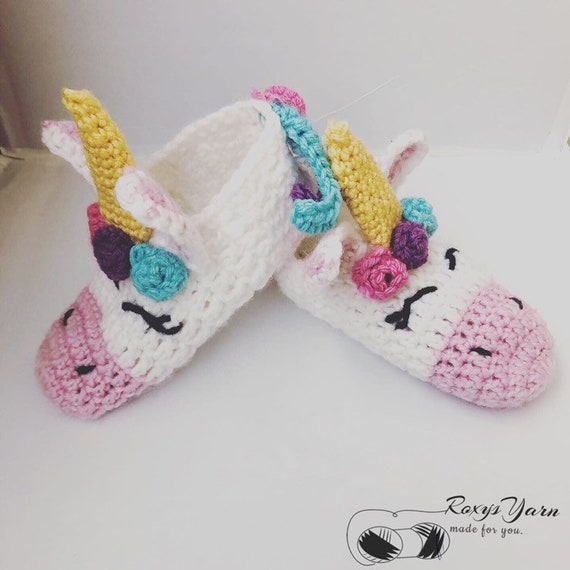 crochet unicorn slippers