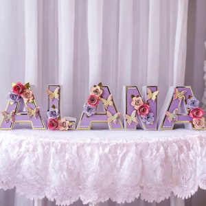 Custom 3D Letters for Butterfly Theme Birthday Decorations, Floral & Butterfly Name Sign image 4