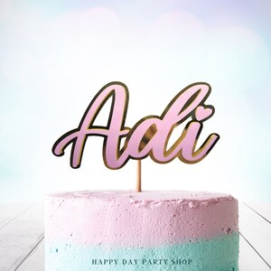 Custom Name Birthday Cake Topper, Personalized Cake Topper, Birthday Party Decor, Double Sided Cake Topper