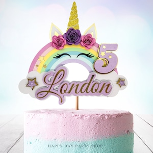 Unicorn Cake Topper, Rainbow Cake Topper,  Age Cake Topper, Unicorn birthday decorations, Unicorn centerpiece, Unicorn party decorations
