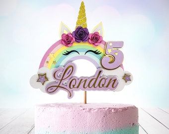rainbow unicorn cake topper etsy
