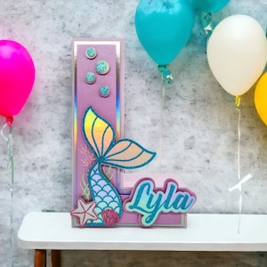 Mermaid Birthday Party, 3D Mermaid name sign, Customized Letters, Mermaid tail, Under the Sea, Party Decoration, Girl Birthday image 9