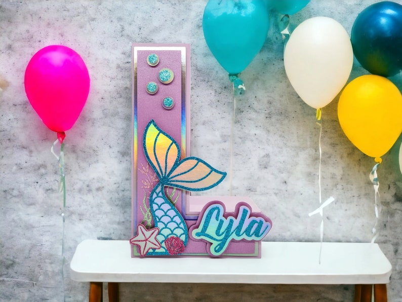 Mermaid Birthday Party, 3D Mermaid name sign, Customized Letters, Mermaid tail, Under the Sea, Party Decoration, Girl Birthday image 9