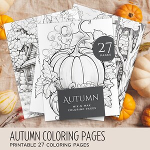 27 Herbst Malvorlagen | Herbst Färbung | Stressabbau | Druckbare Malseite für Erwachsene | Sofort Download | Kürbis Malvorlagen