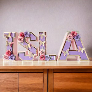 Custom 3D Letters for Butterfly Theme Birthday Decorations, Floral & Butterfly Name Sign image 6