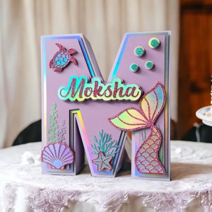 Mermaid Birthday Party, 3D Mermaid name sign, Customized Letters, Mermaid tail, Under the Sea, Party Decoration, Girl Birthday image 6