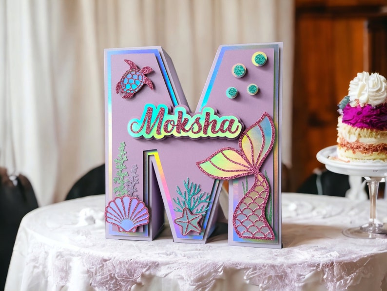 Mermaid Birthday Party, 3D Mermaid name sign, Customized Letters, Mermaid tail, Under the Sea, Party Decoration, Girl Birthday image 6