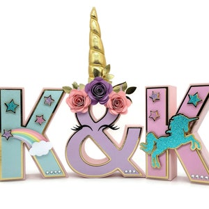 Unicorn 3d letter, unicorn birthday decorations, unicorn centerpiece, unicorn party decorations, unicorn room decor for girls, photo prop immagine 9