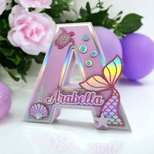 Mermaid Birthday Party, 3D Mermaid name sign, Customized Letters, Mermaid tail, Under the Sea, Party Decoration, Girl Birthday image 2