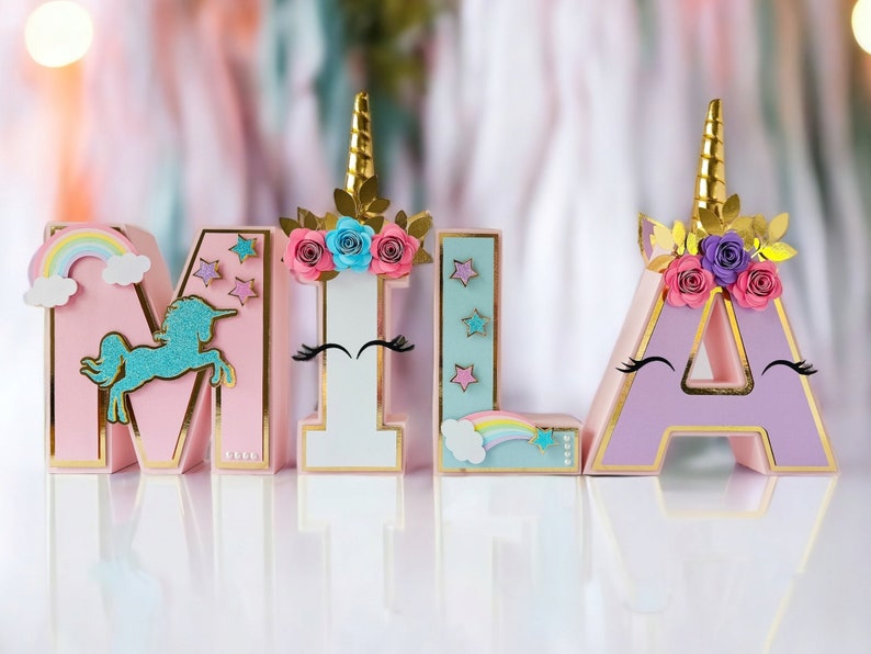 Unicorn 3d letter, unicorn birthday decorations, unicorn centerpiece, unicorn party decorations, unicorn room decor for girls, photo prop image 4