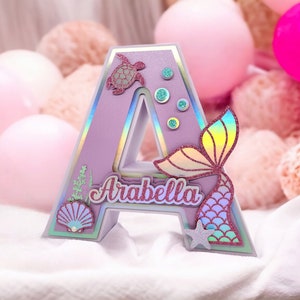 Mermaid Birthday Party, 3D Mermaid name sign, Customized Letters, Mermaid tail, Under the Sea, Party Decoration, Girl Birthday image 3