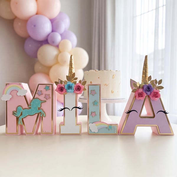 Unicorn 3d letter, unicorn birthday decorations, unicorn centerpiece, unicorn party decorations, unicorn room decor for girls, photo prop