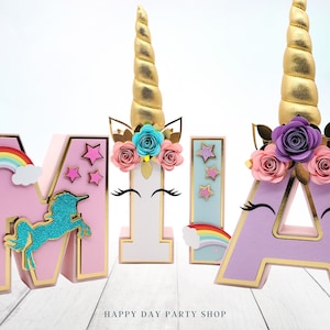 Unicorn 3d letter, unicorn birthday decorations, unicorn centerpiece, unicorn party decorations, unicorn room decor for girls, photo prop immagine 2