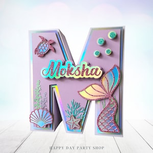 Mermaid Birthday Party, 3D Mermaid name sign, Customized Letters, Mermaid tail, Under the Sea, Party Decoration, Girl Birthday image 7