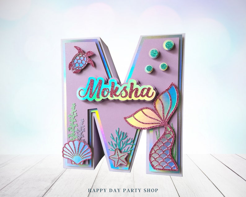 Mermaid Birthday Party, 3D Mermaid name sign, Customized Letters, Mermaid tail, Under the Sea, Party Decoration, Girl Birthday image 7