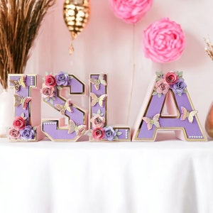 Custom 3D Letters for Butterfly Theme Birthday Decorations, Floral & Butterfly Name Sign image 3