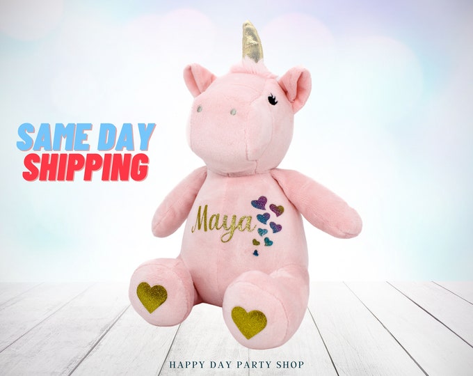 Personalized Unicorn Plush for Baby Girl, Unicorn Stuffed Animal, Flower Girl Gift, Personalized Unicorn, Birthday Gift, Valentines Day Gift