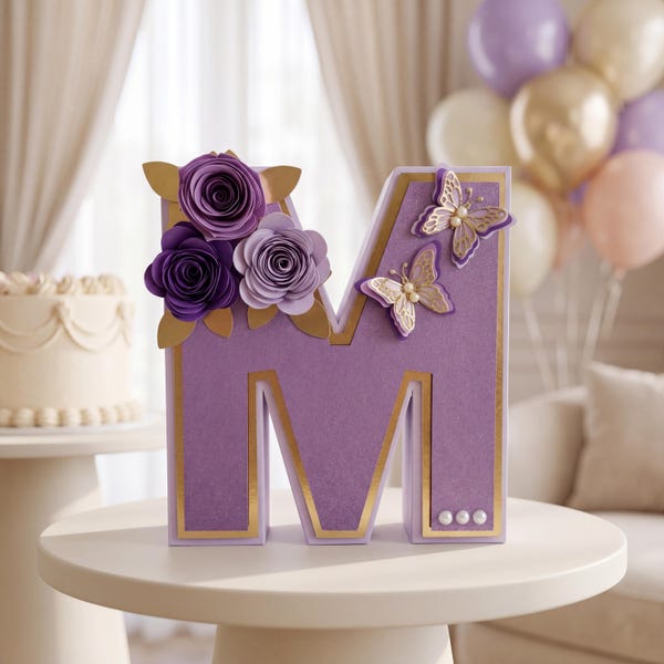 Butterfly Theme Birthday, 3D Butterfly Name Sign, Customized 3D letters, Floral Party Decoration, Girl Birthday