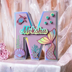 Mermaid Birthday Party, 3D Mermaid name sign, Customized Letters, Mermaid tail, Under the Sea, Party Decoration, Girl Birthday image 5