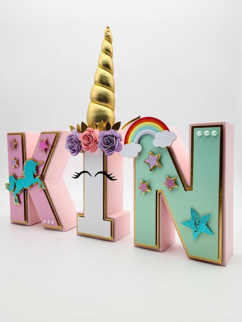 Unicorn 3d letter, unicorn birthday decorations, unicorn centerpiece, unicorn party decorations, unicorn room decor for girls, photo prop immagine 8