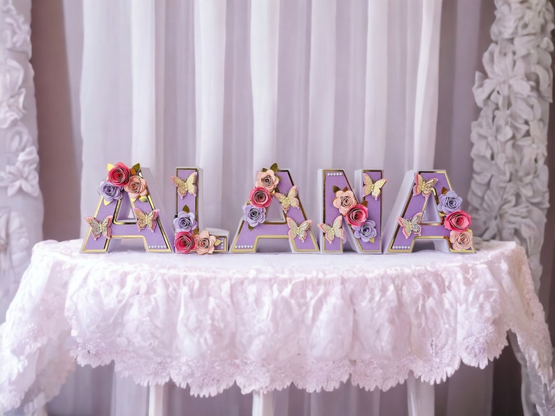 Custom 3D Letters for Butterfly Theme Birthday Decorations, Floral & Butterfly Name Sign image 4