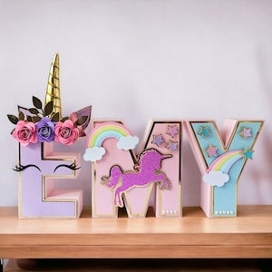 Unicorn 3d letter, unicorn birthday decorations, unicorn centerpiece, unicorn party decorations, unicorn room decor for girls, photo prop image 5